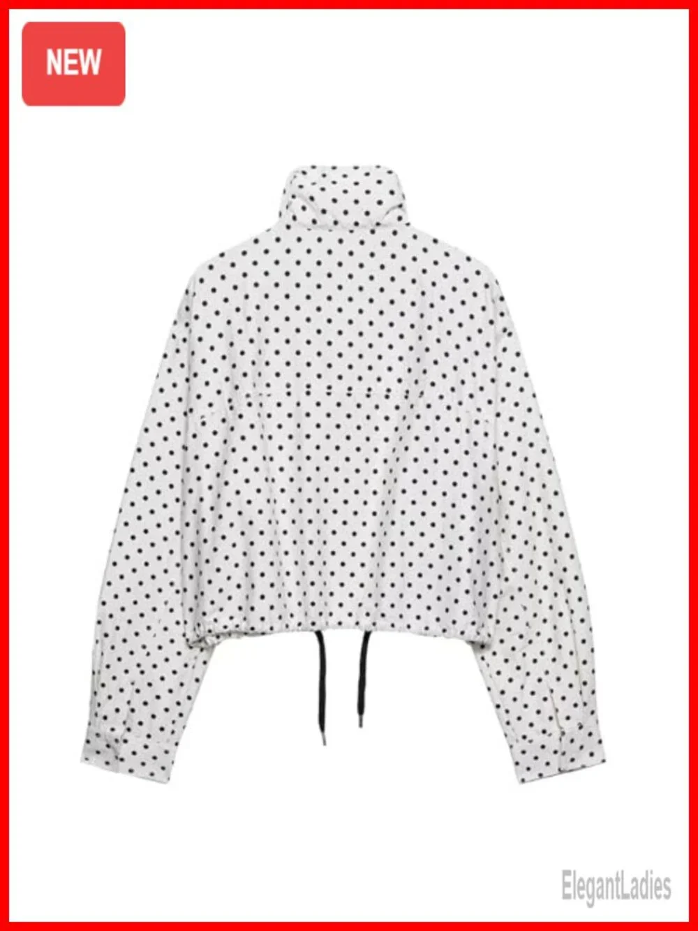 Women Polka Dot Cropped Jacket Zip Up Long Sleeve with Pockets Casual Spring